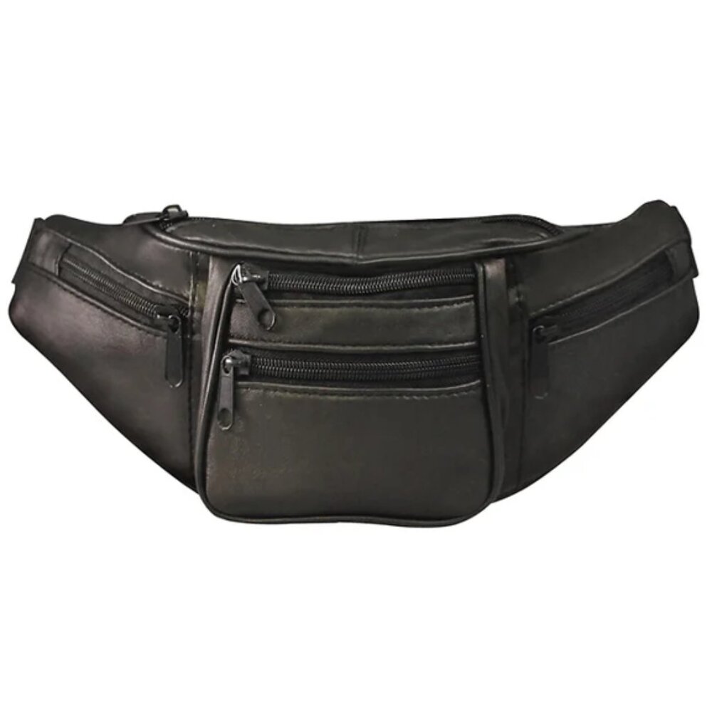 NWTRoma Leather Unisex Waist Fanny Pack- 3077BK - Picture 1 of 6